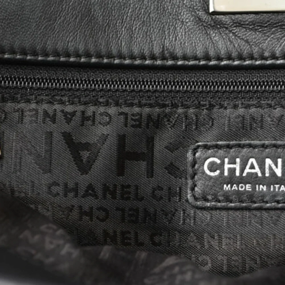 CHANEL Black Leather Tote Bag